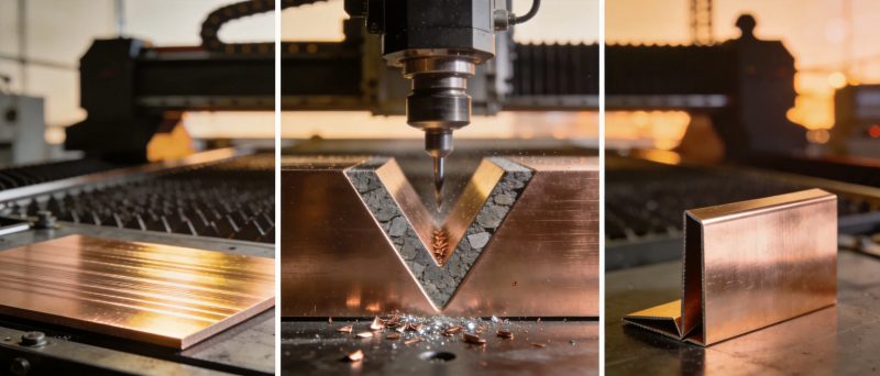 OBERFLÃCHENBEARBEITUNG Oberflächenbearbeitung von Verbundplatten<BR> V-Nutfräsen V-Grooving CNC-Fassadenkassetten Herstellung von Kassetten aus Albond und Alucobond