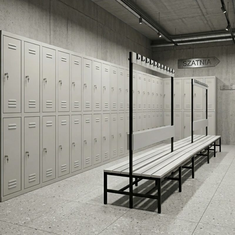 METALLBÄNKE UMKLEIDE MIT HAKEN
